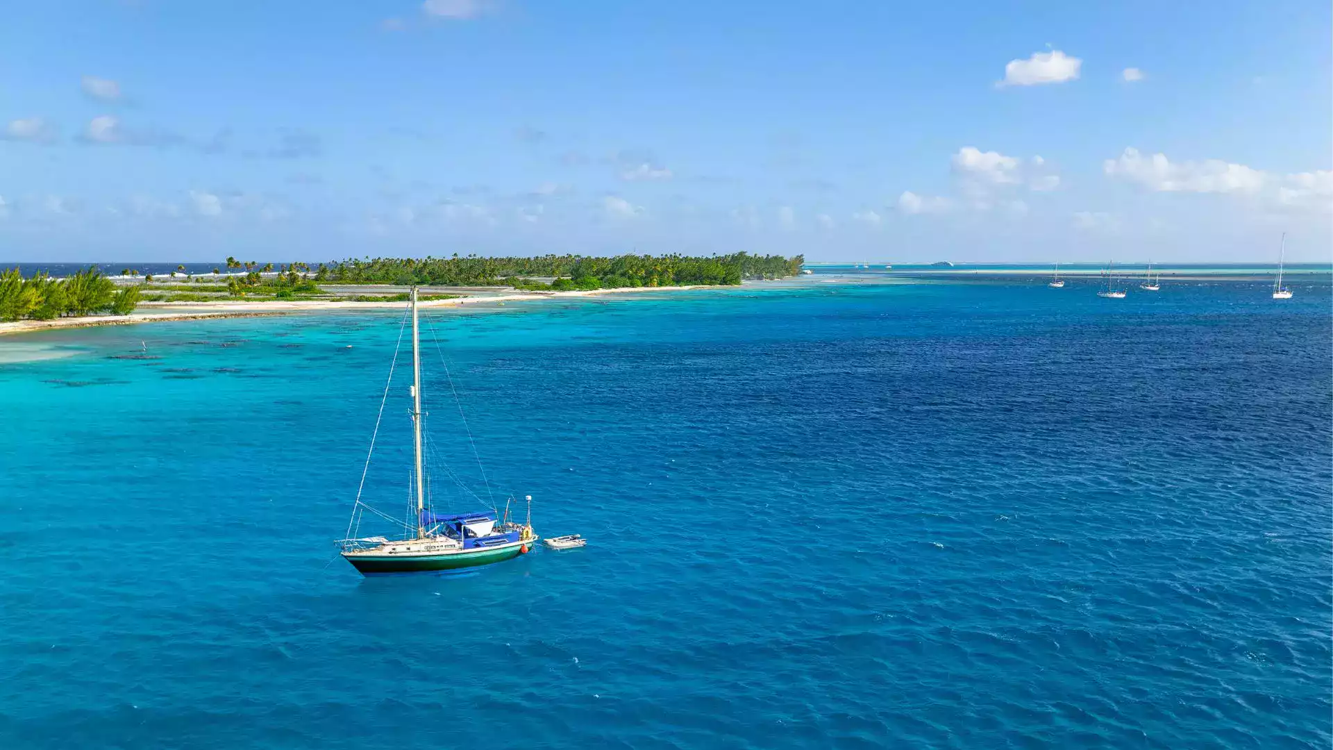 Tuamotu atollo vista aerea laguna corallo Polinesia