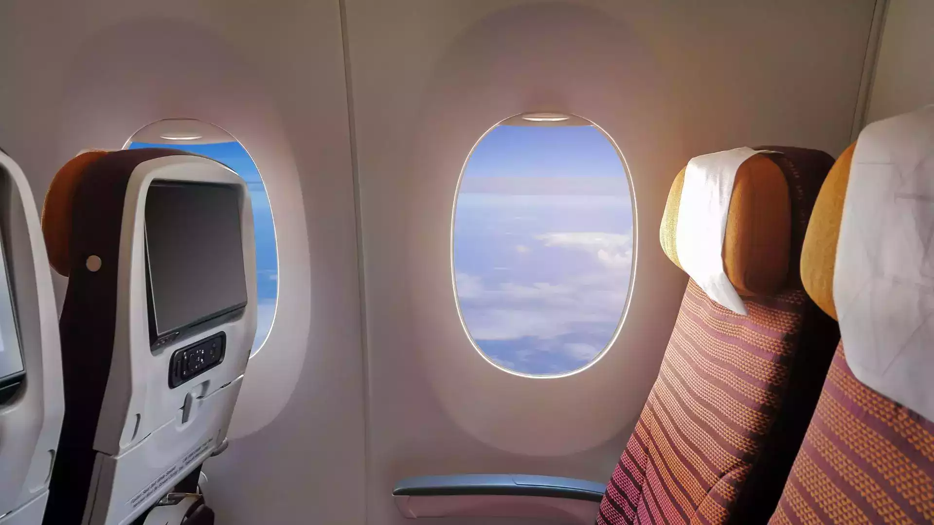 Long haul flight to Papeete Tahiti French Polynesia