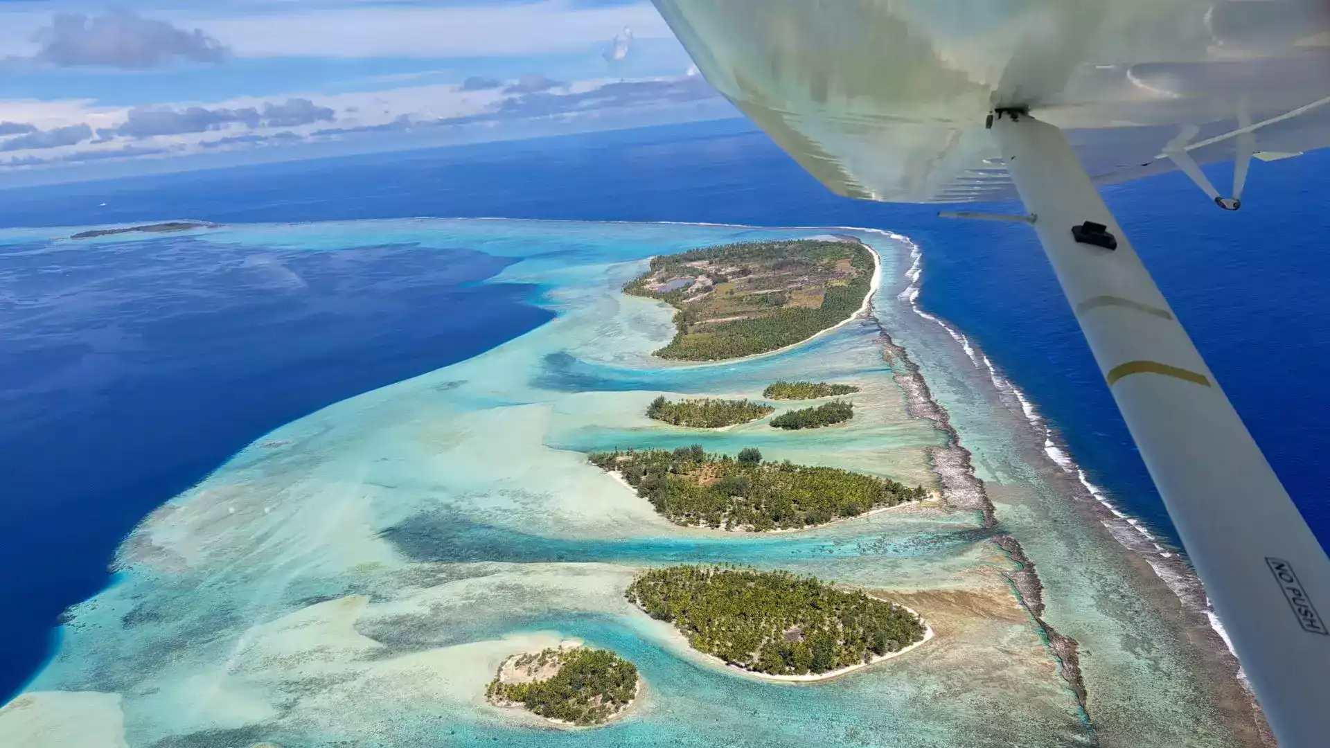 ULM microlight flight Taha'a lagoon aerial view French Polynesia