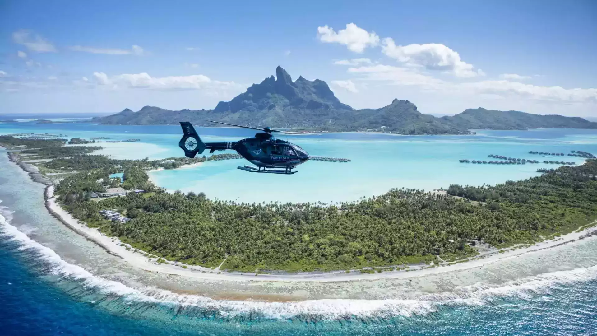 Vol hélicoptère Bora Bora lagon vue aérienne Polynésie