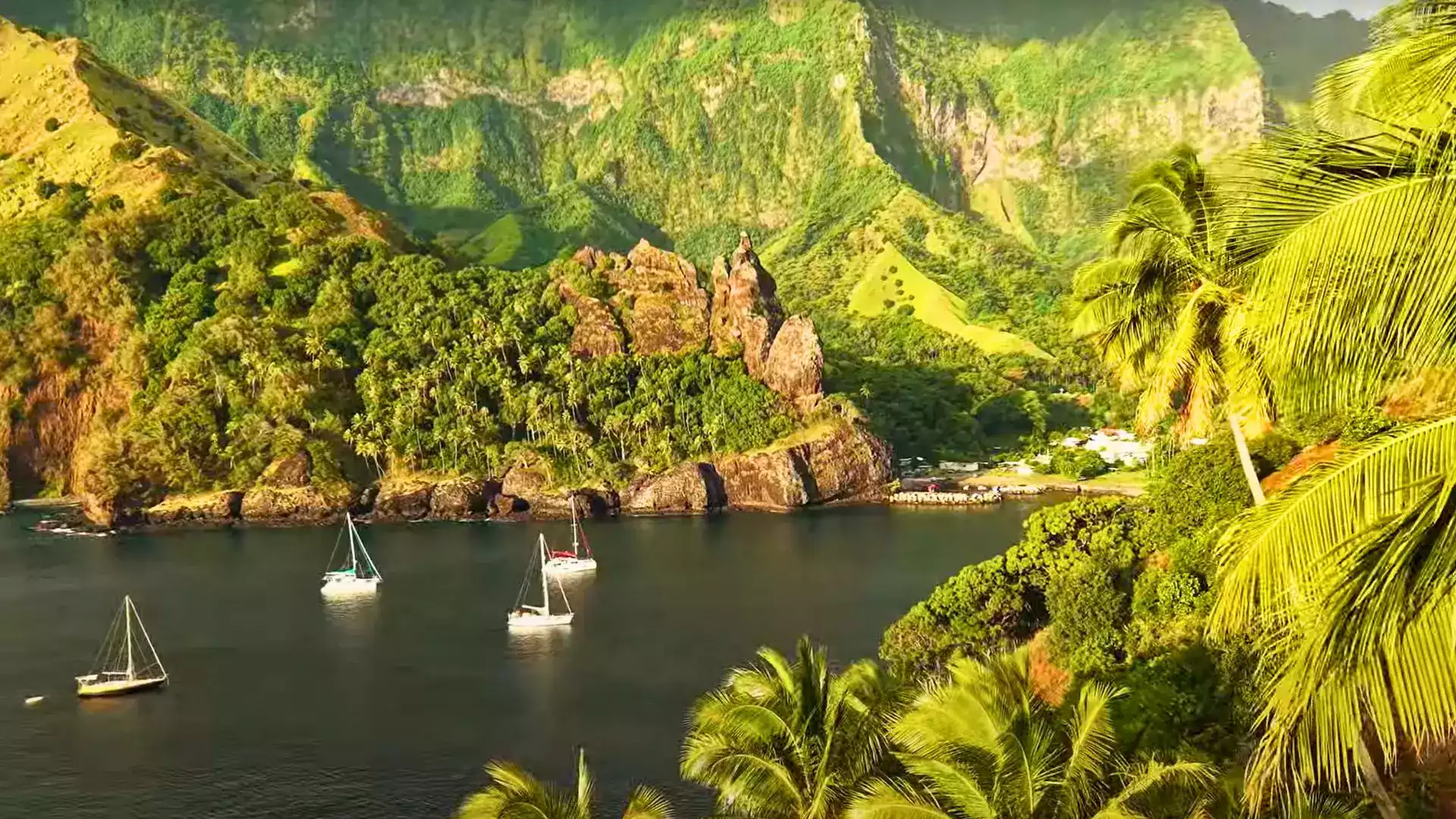 Bay of Virgins Fatu Hiva sunset Marquesas Islands French Polynesia