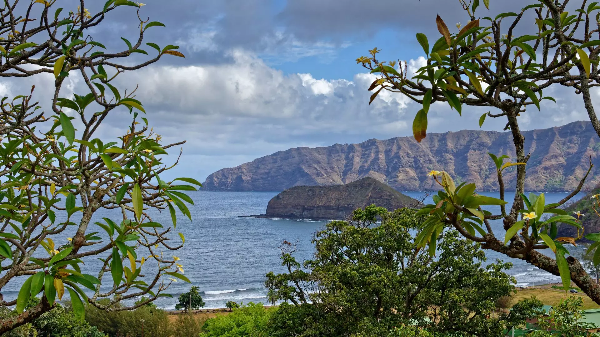 Hiva Oa island aerial view Marquesas French Polynesia