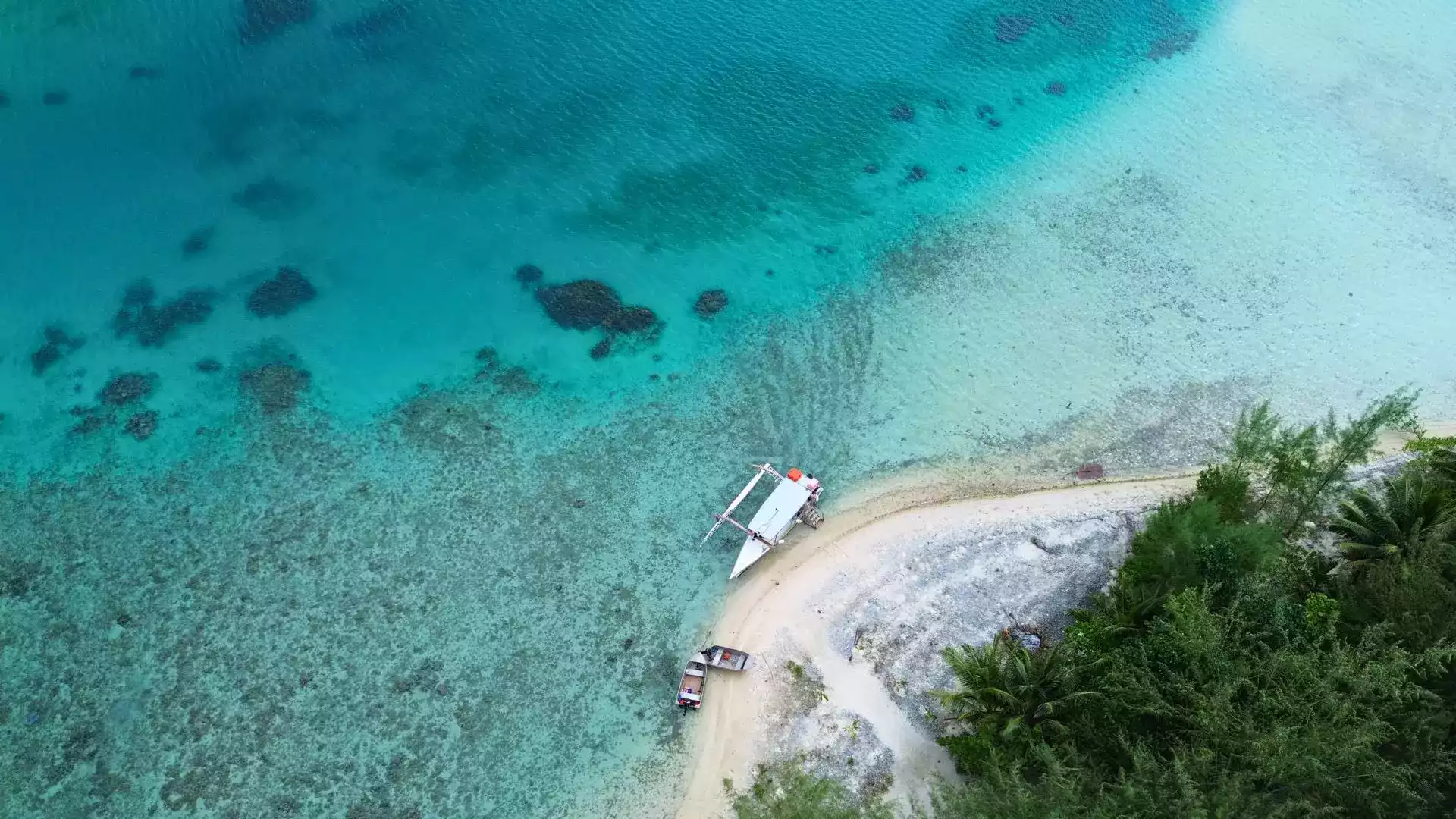 Motu Huahine lagoon French Polynesia