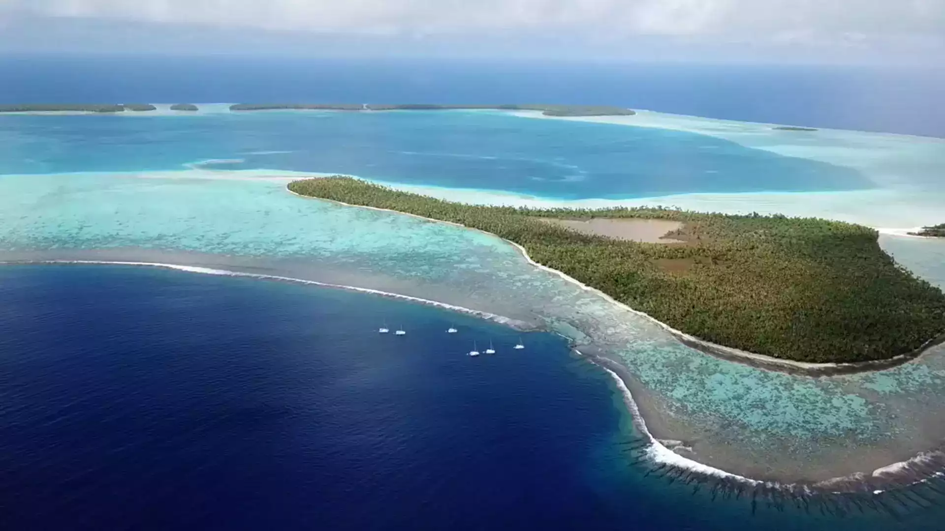 Tetiaroa atoll drone view French Polynesia