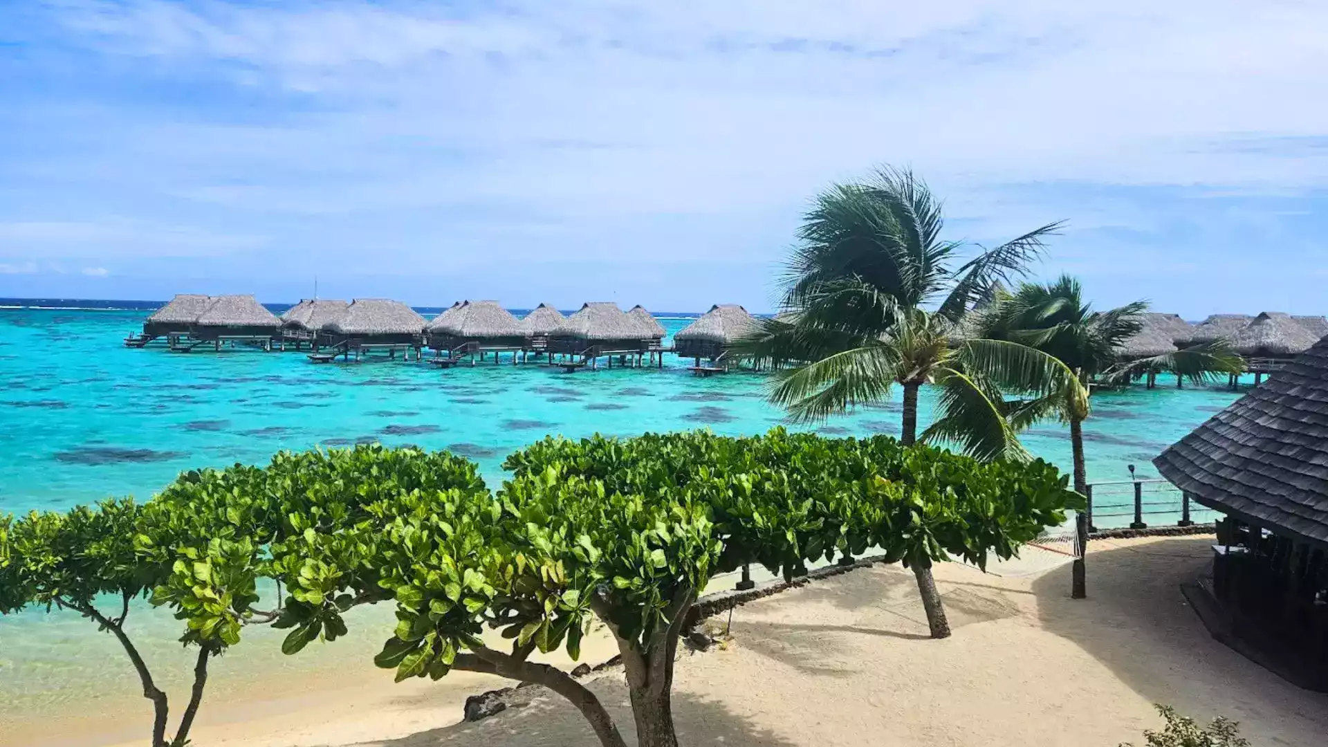Sofitel Kia Ora Moorea Beach Resort — vue sur le lagon et les bungalows overwater